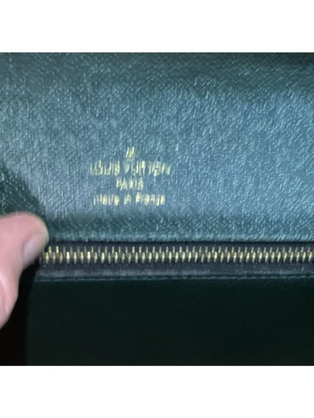 Louis Vuitton Green Clutch Push Lock Wrist strap Business Inner Pockets
